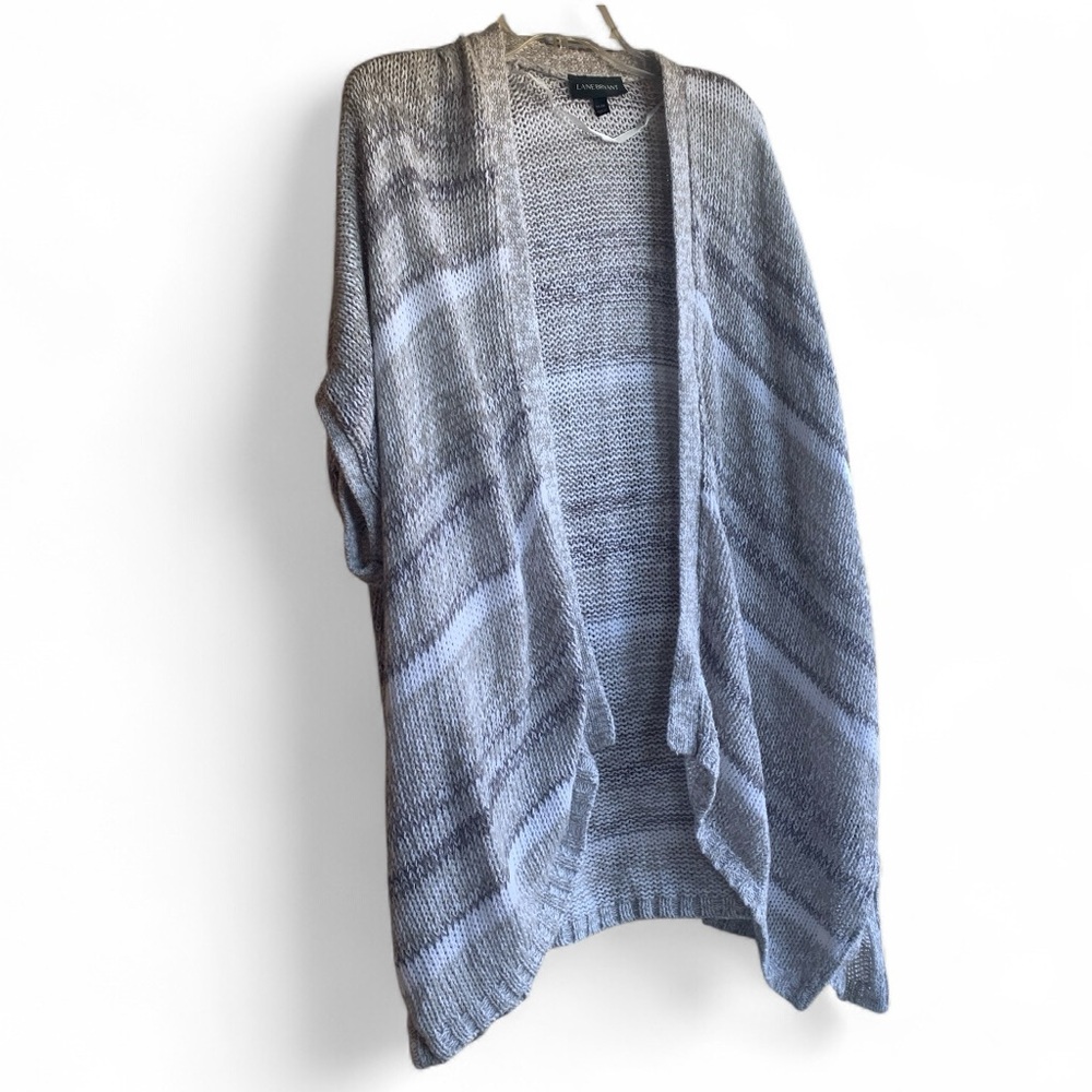 Lane Bryant Gray Striped Open Knot Cardigan Sweater Plus Size 14/20
